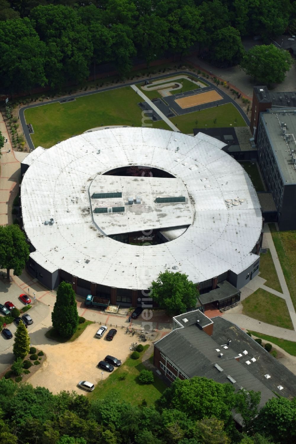 Bad Bramstedt from above - Hospital grounds of the Clinic Klinikum Bad Bramstedt on Oskar-Alexander-Strasse in Bad Bramstedt in the state Schleswig-Holstein, Germany