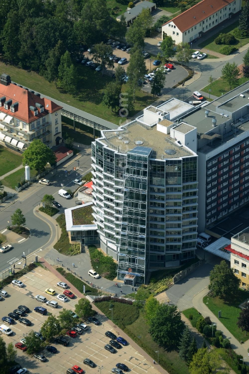 Chemnitz from above - Clinic of the hospital grounds Klinikum Chemnitz gGmbH in Chemnitz in the state Saxony