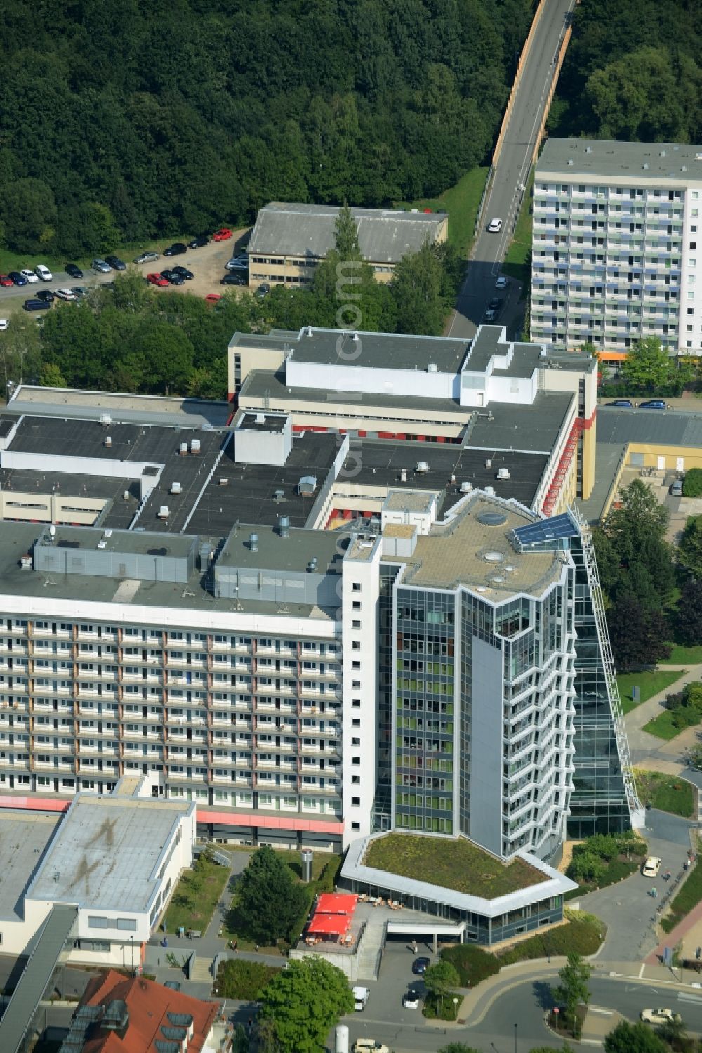 Chemnitz from the bird's eye view: Clinic of the hospital grounds Klinikum Chemnitz gGmbH in Chemnitz in the state Saxony