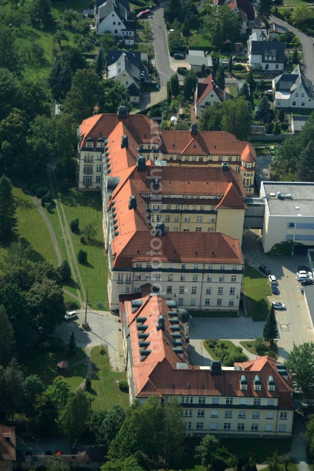 Chemnitz from the bird's eye view: Clinic of the hospital grounds Klinikum Chemnitz gGmbH - Standort Flemmingstrasse in Chemnitz in the state Saxony