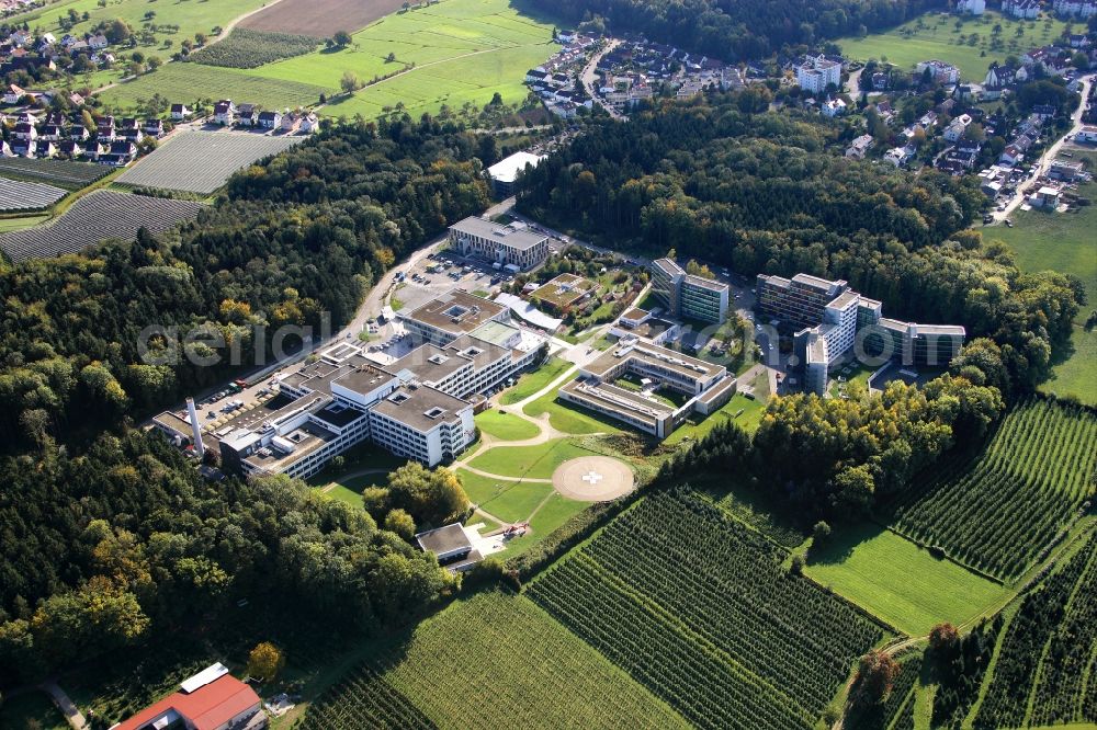 Aerial photograph Friedrichshafen - Hospital grounds of the Clinic Klinikum Friedrichshafen in the district Manzell in Friedrichshafen in the state Baden-Wuerttemberg, Germany