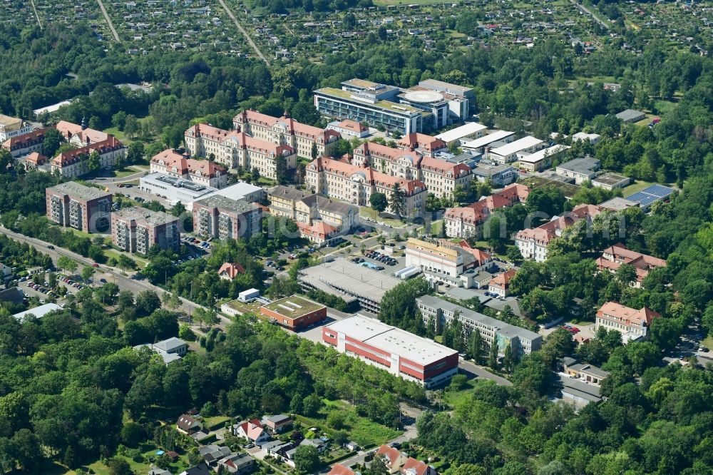 Aerial image Leipzig - Hospital grounds of the Clinic Klinikum St. Georg in Leipzig in the state Saxony, Germany