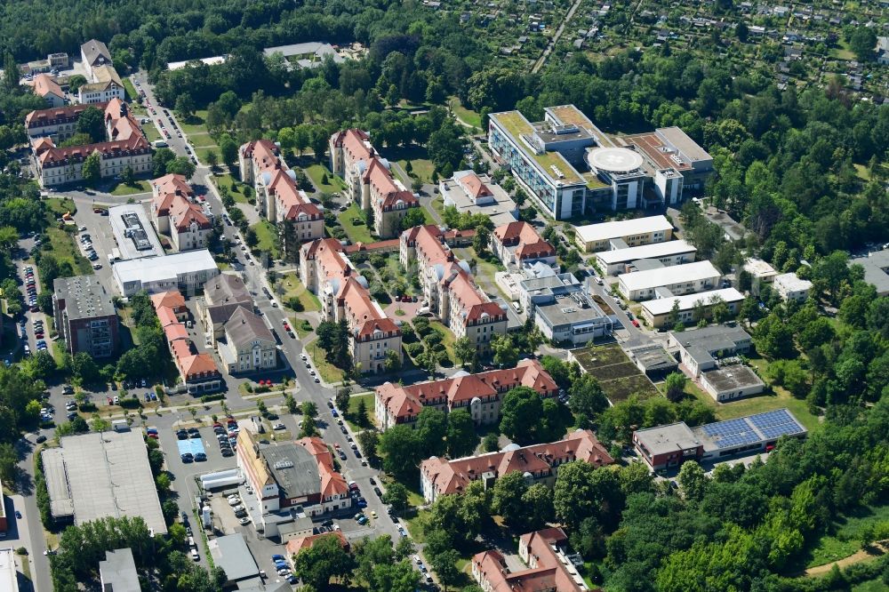 Leipzig from above - Hospital grounds of the Clinic Klinikum St. Georg in Leipzig in the state Saxony, Germany