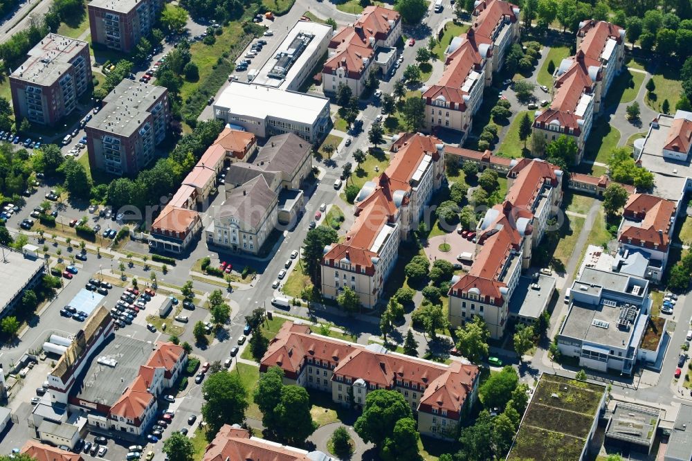 Leipzig from the bird's eye view: Hospital grounds of the Clinic Klinikum St. Georg in Leipzig in the state Saxony, Germany