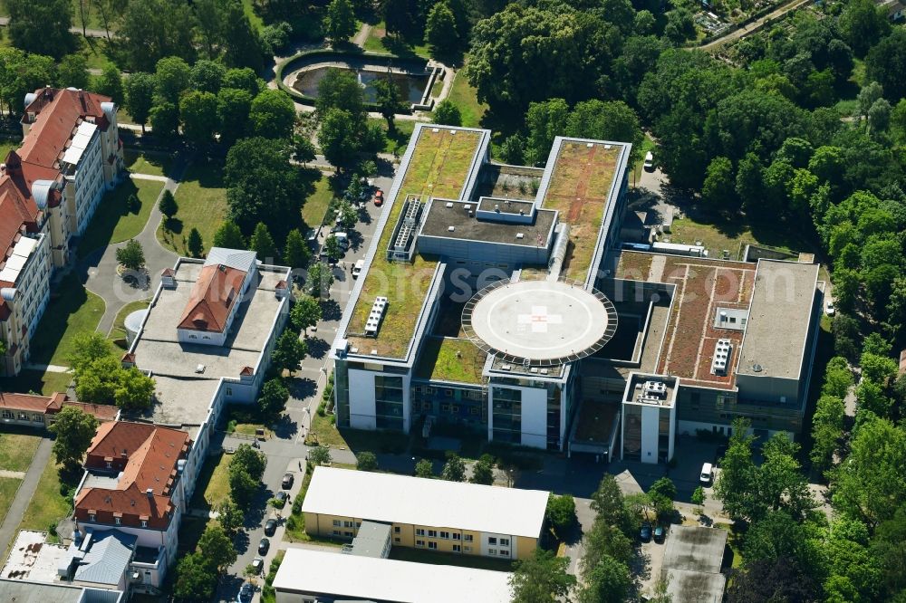 Aerial image Leipzig - Hospital grounds of the Clinic Klinikum St. Georg in Leipzig in the state Saxony, Germany