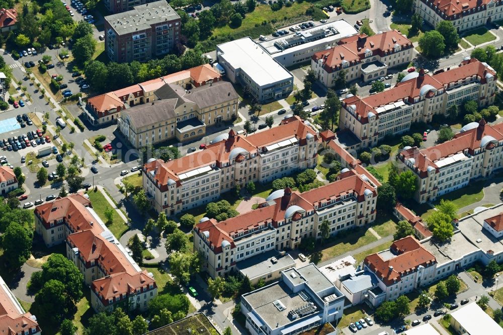 Aerial photograph Leipzig - Hospital grounds of the Clinic Klinikum St. Georg in Leipzig in the state Saxony, Germany