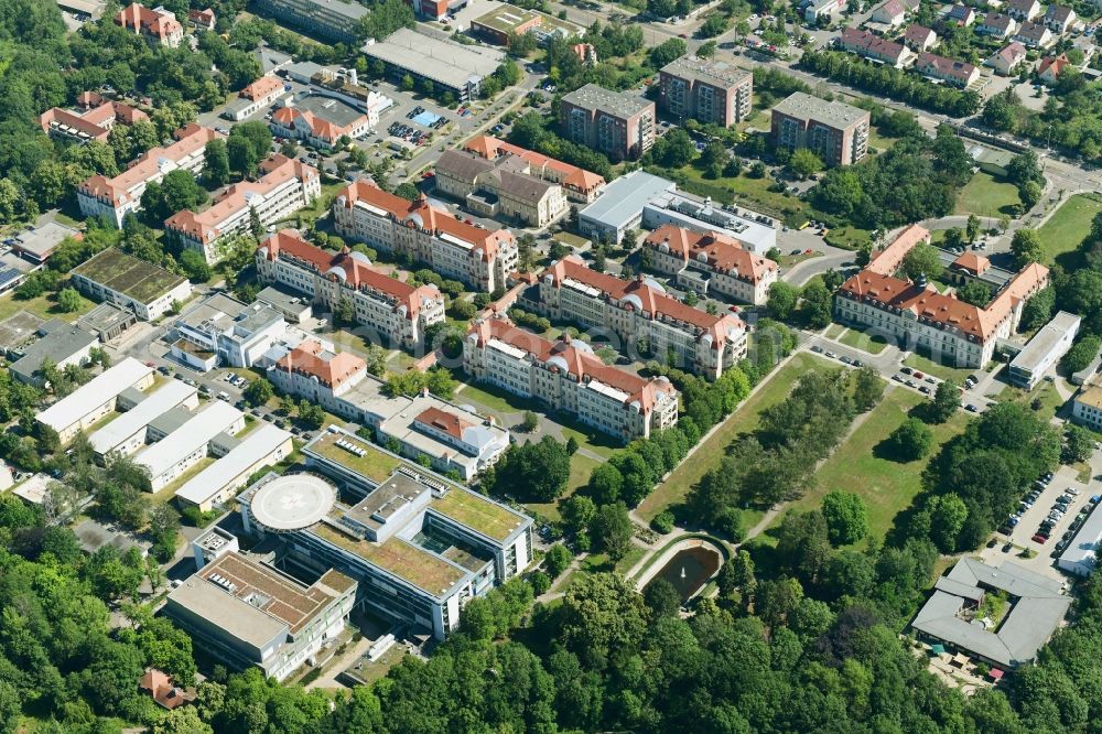 Leipzig from the bird's eye view: Hospital grounds of the Clinic Klinikum St. Georg in Leipzig in the state Saxony, Germany