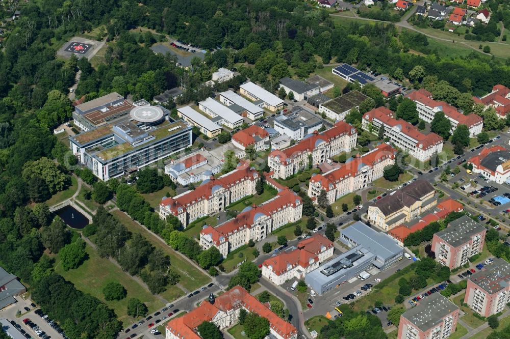 Aerial photograph Leipzig - Hospital grounds of the Clinic Klinikum St. Georg in Leipzig in the state Saxony, Germany