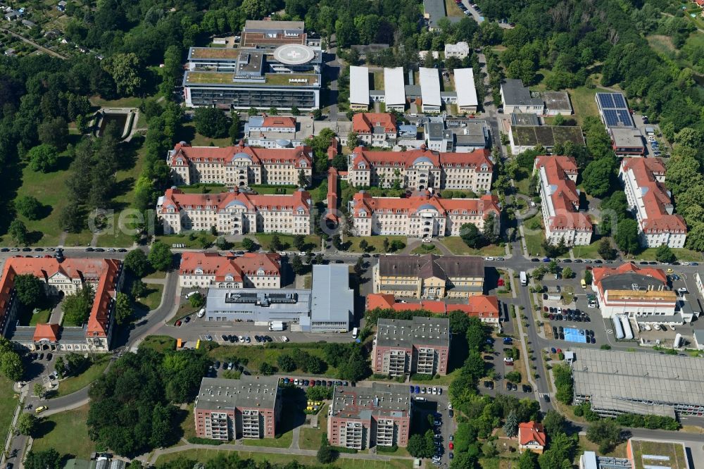 Leipzig from above - Hospital grounds of the Clinic Klinikum St. Georg in Leipzig in the state Saxony, Germany