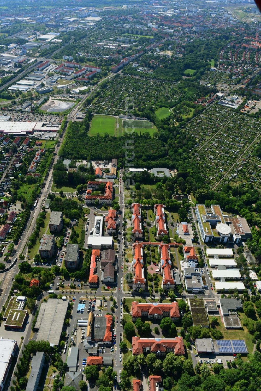 Leipzig from the bird's eye view: Hospital grounds of the Clinic Klinikum St. Georg in Leipzig in the state Saxony, Germany