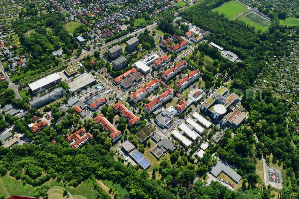 Aerial image Leipzig - Hospital grounds of the Clinic Klinikum St. Georg in Leipzig in the state Saxony, Germany