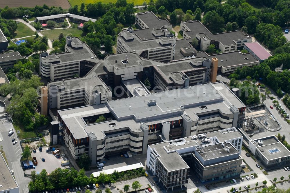 Ingolstadt from above - Hospital grounds of the Clinic Klinikum Ingolstadt on Krumenauerstrasse in Ingolstadt in the state Bavaria, Germany