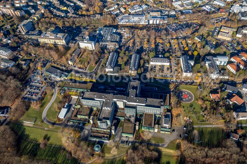 Aerial image Lüdenscheid - Hospital grounds of the Clinic Klinikum Luedenscheid on Paulmannshoeher Strasse in Luedenscheid in the state North Rhine-Westphalia, Germany