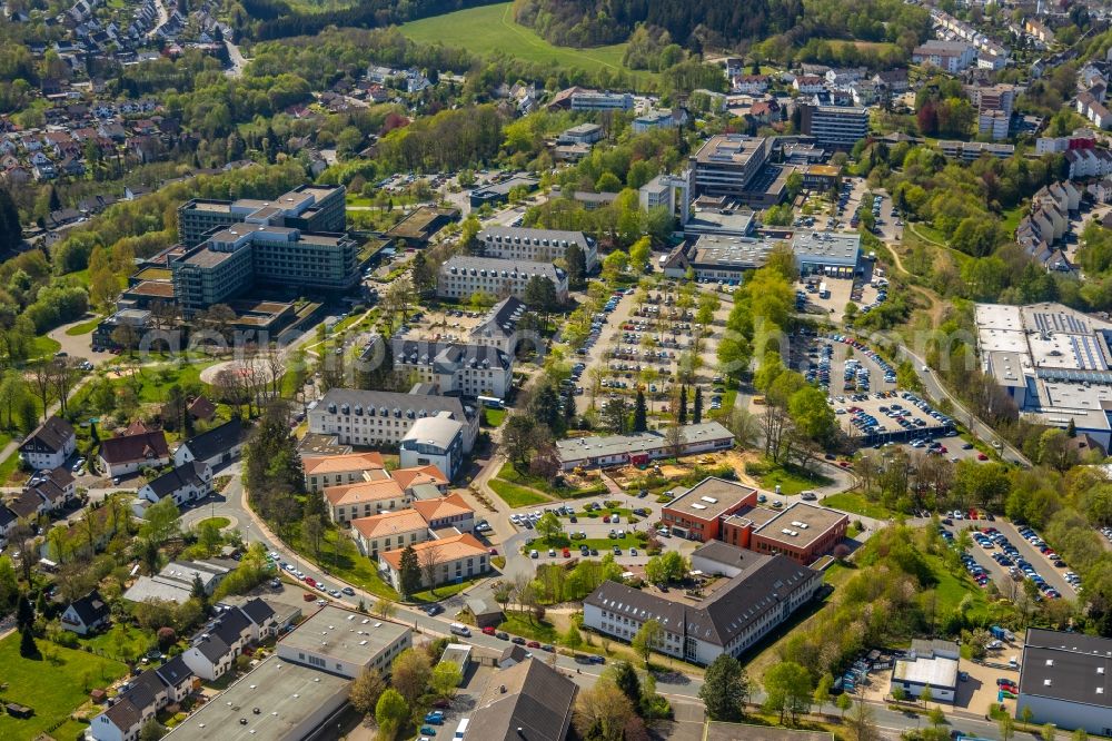 Aerial photograph Lüdenscheid - Hospital grounds of the Clinic Klinikum Luedenscheid on Paulmannshoeher Strasse in Luedenscheid in the state North Rhine-Westphalia, Germany