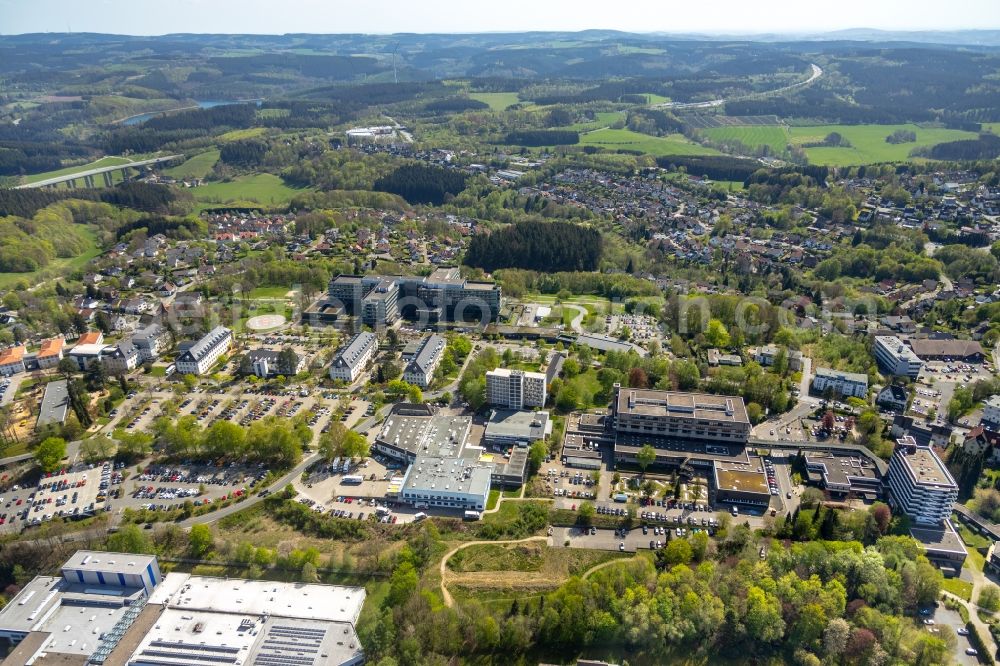 Aerial photograph Lüdenscheid - Hospital grounds of the Clinic Klinikum Luedenscheid on Paulmannshoeher Strasse in Luedenscheid in the state North Rhine-Westphalia, Germany