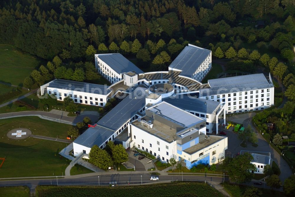 Aerial photograph Zschopau - Hospital grounds of the Clinic of Klinikum Mittleres Erzgebirge gGmbH in Zschopau in the state Saxony, Germany