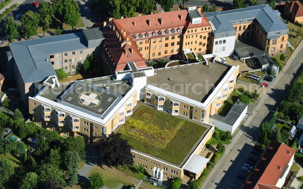 Senftenberg from above - Hospital grounds of the Clinic and Klinikum Niederlausitz on Krankenhausstrasse in Senftenberg in the state Brandenburg, Germany