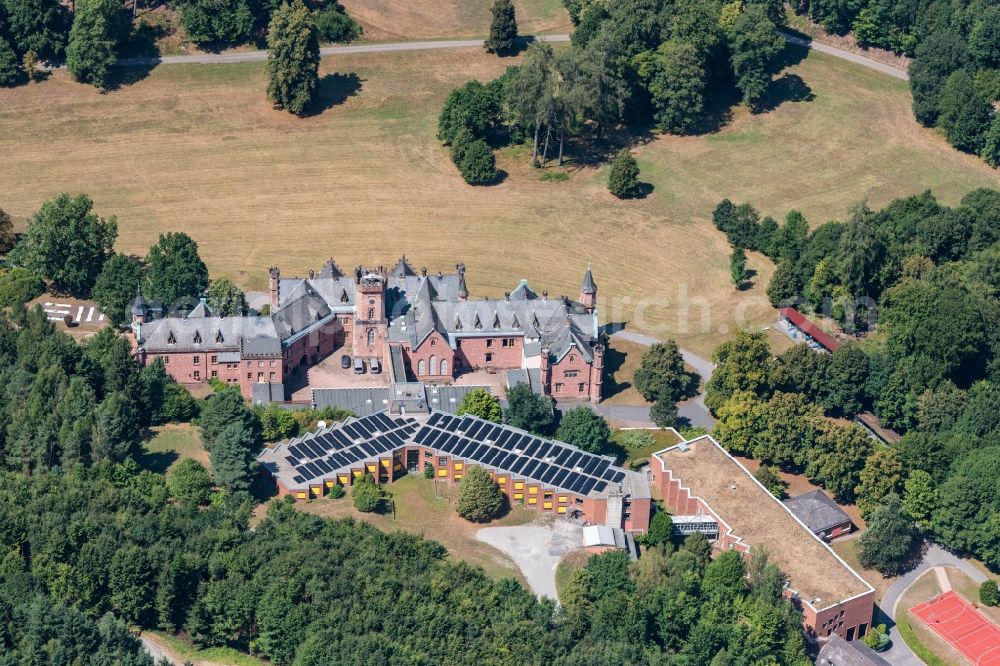 Mudau from above - Hospital grounds of the Clinic Klinikum Schloss Waldleiningen in Mudau in the state Baden-Wurttemberg, Germany