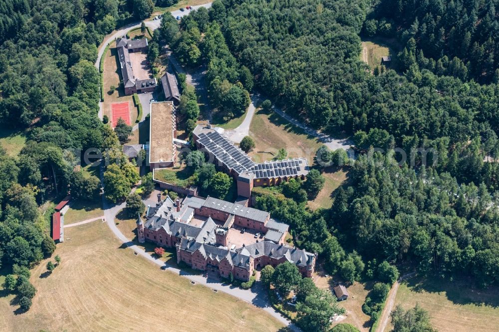 Mudau from above - Hospital grounds of the Clinic Klinikum Schloss Waldleiningen in Mudau in the state Baden-Wurttemberg, Germany