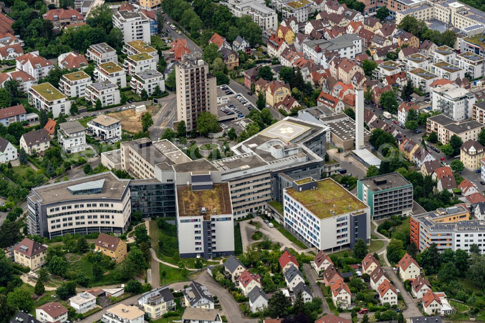 Reutlingen from the bird's eye view: Hospital grounds of the Clinic Klinikum on Steinenberg Reutlingen in Reutlingen in the state Baden-Wuerttemberg, Germany