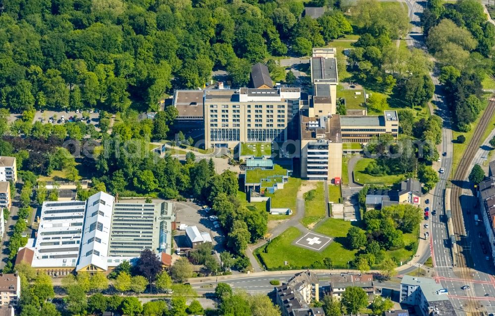 Dortmund from the bird's eye view: Hospital grounds of the Clinic Klinikzentrum Nord Dortmund on Muensterstrasse and the cultural center DEPOT Dortmund on Immermannstrasse in the district Hafen in Dortmund at Ruhrgebiet in the state North Rhine-Westphalia, Germany