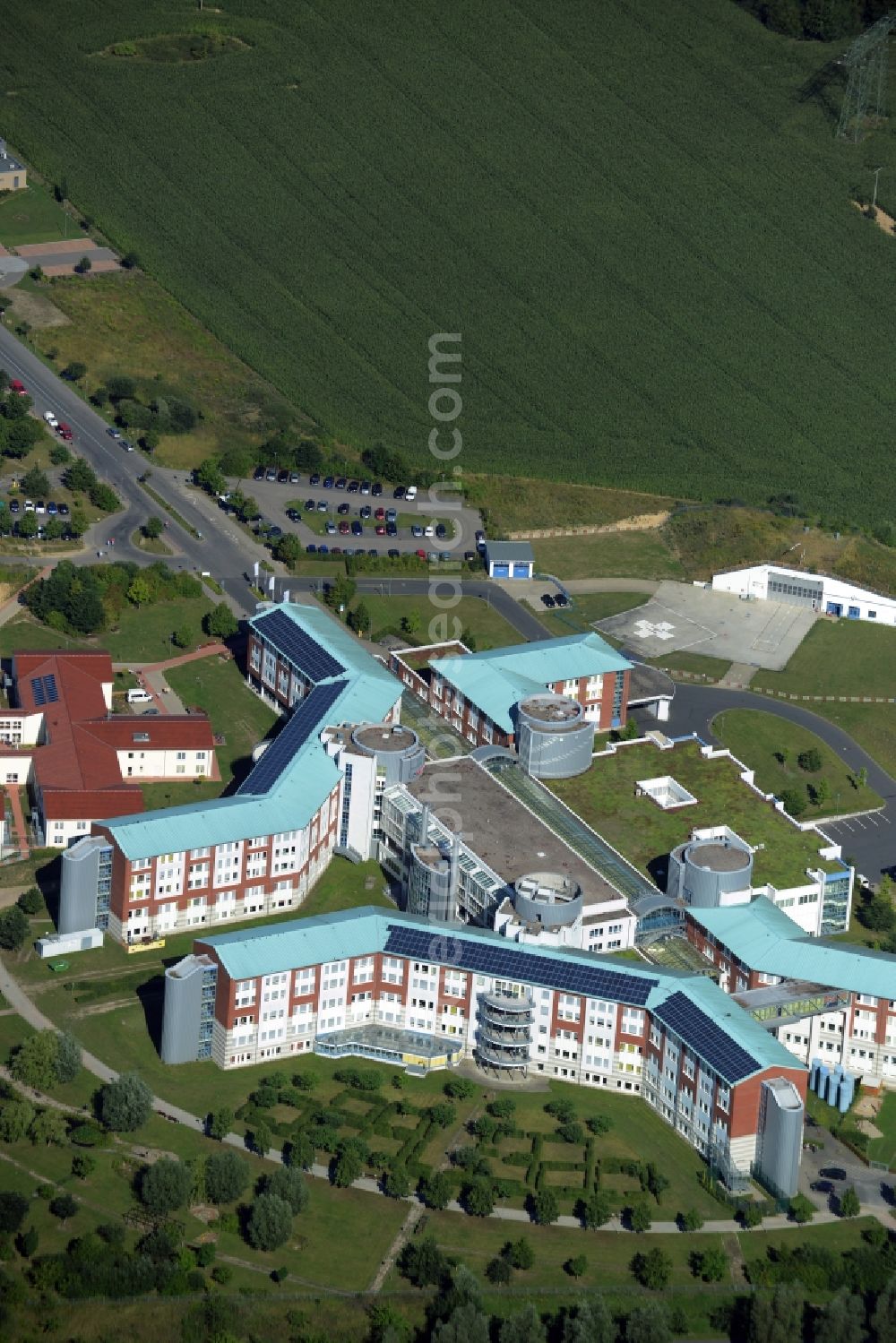 Aerial photograph Güstrow - Clinic of the hospital grounds KMG Klinikum in Guestrow in the state Mecklenburg - Western Pomerania