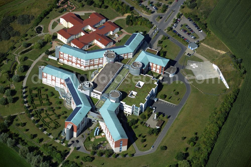 Aerial image Güstrow - Clinic of the hospital grounds KMG Klinikum in Guestrow in the state Mecklenburg - Western Pomerania