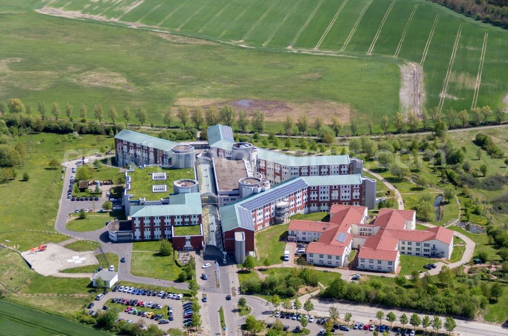 Güstrow from above - Clinic of the hospital grounds KMG Klinikum in Guestrow in the state Mecklenburg - Western Pomerania