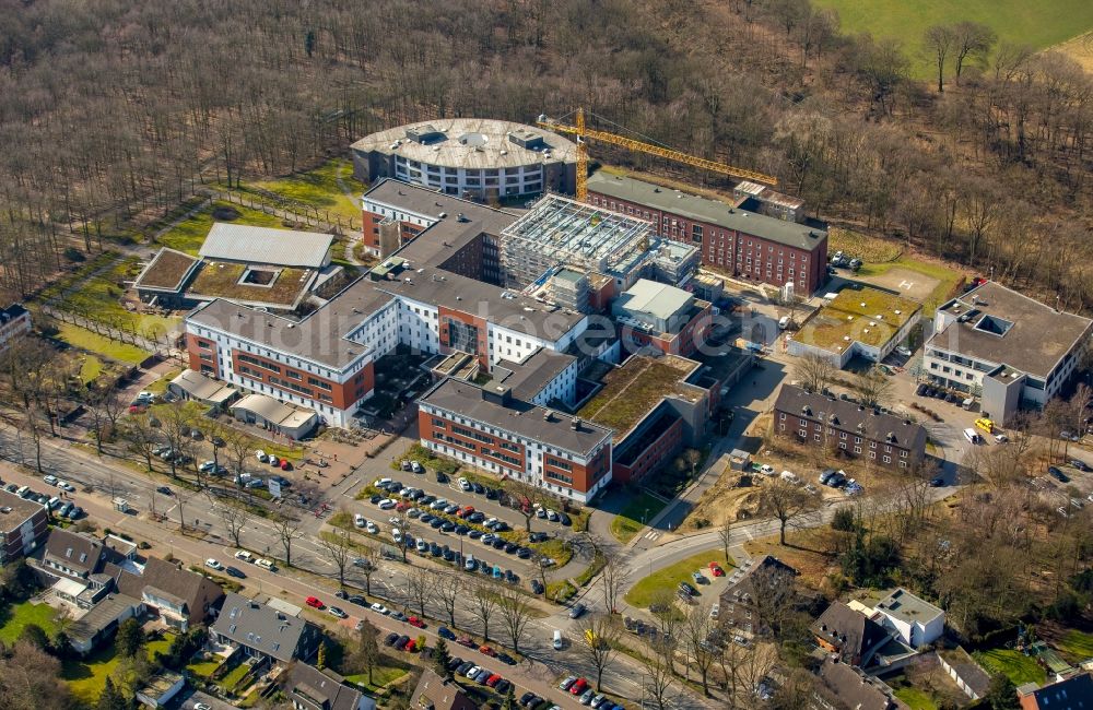 Bottrop from above - Clinic of the hospital grounds Knappschafts hospital with a new operating room in Bottrop in the state North Rhine-Westphalia