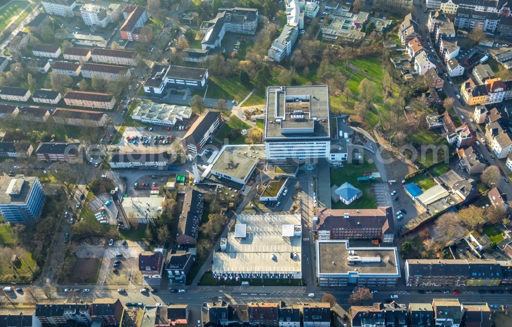 Aerial photograph Herne - Hospital grounds of the Clinic Ev. Krankenhaus on Wiescherstrasse in Herne in the state North Rhine-Westphalia, Germany