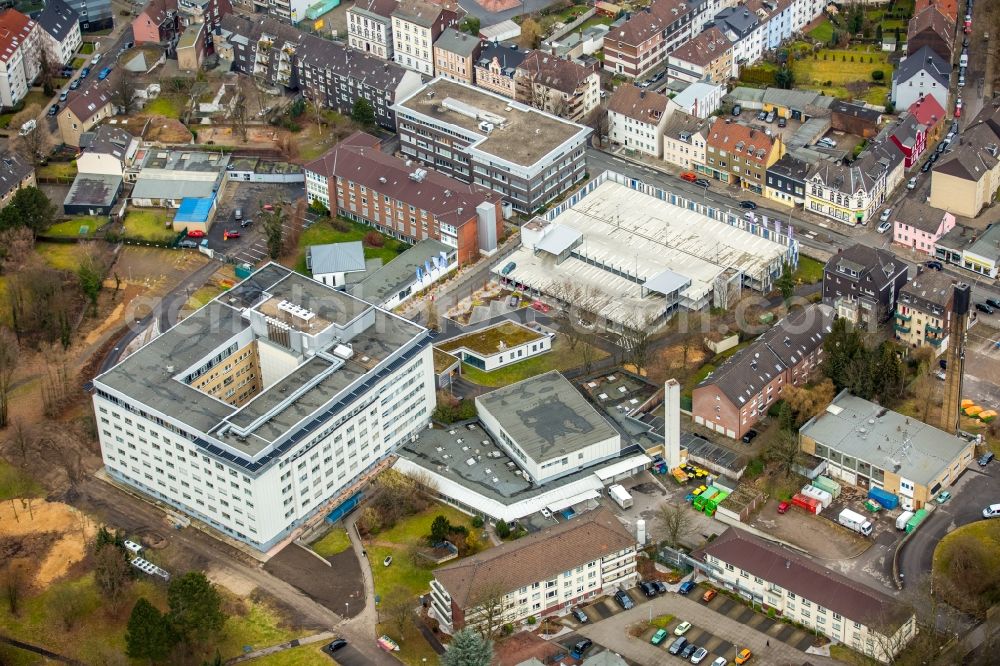 Herne from above - Hospital grounds of the Clinic Ev. Krankenhaus on Wiescherstrasse in Herne in the state North Rhine-Westphalia, Germany