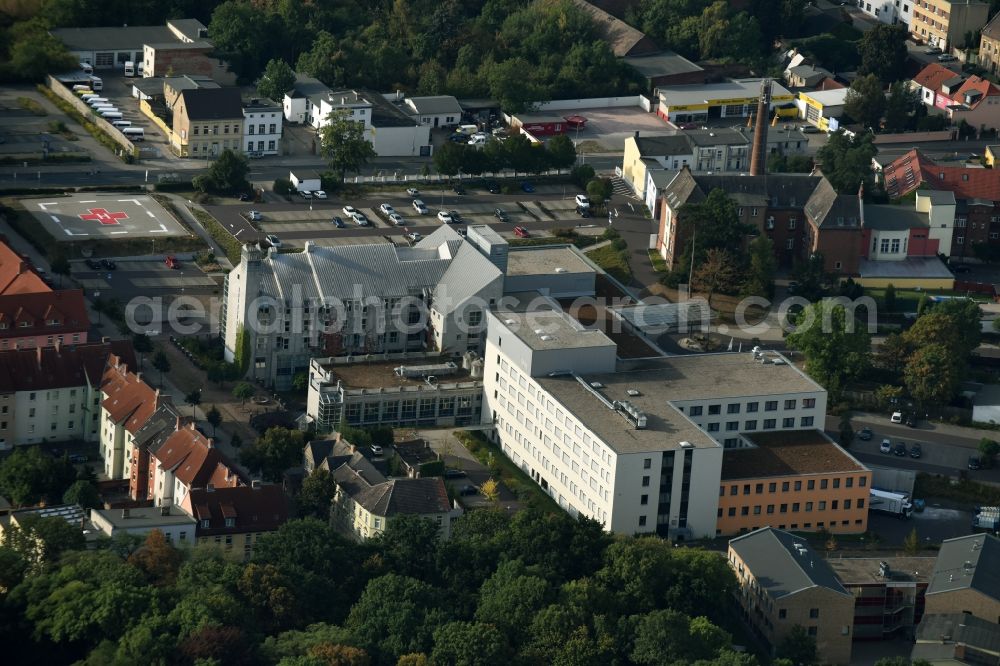 Köthen (Anhalt) from the bird's eye view: Hospital grounds of the Clinic Krankenhaus Koethen in Koethen (Anhalt) in the state Saxony-Anhalt