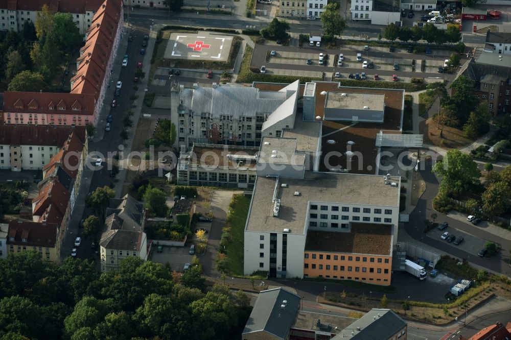 Aerial image Köthen (Anhalt) - Hospital grounds of the Clinic Krankenhaus Koethen in Koethen (Anhalt) in the state Saxony-Anhalt