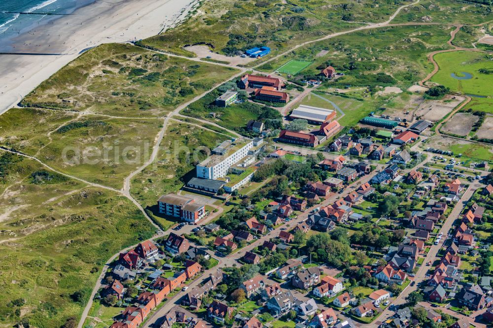 Aerial image Norderney - Hospital grounds of the Clinic Krankenhaus Norderney in Norderney in the state Lower Saxony, Germany