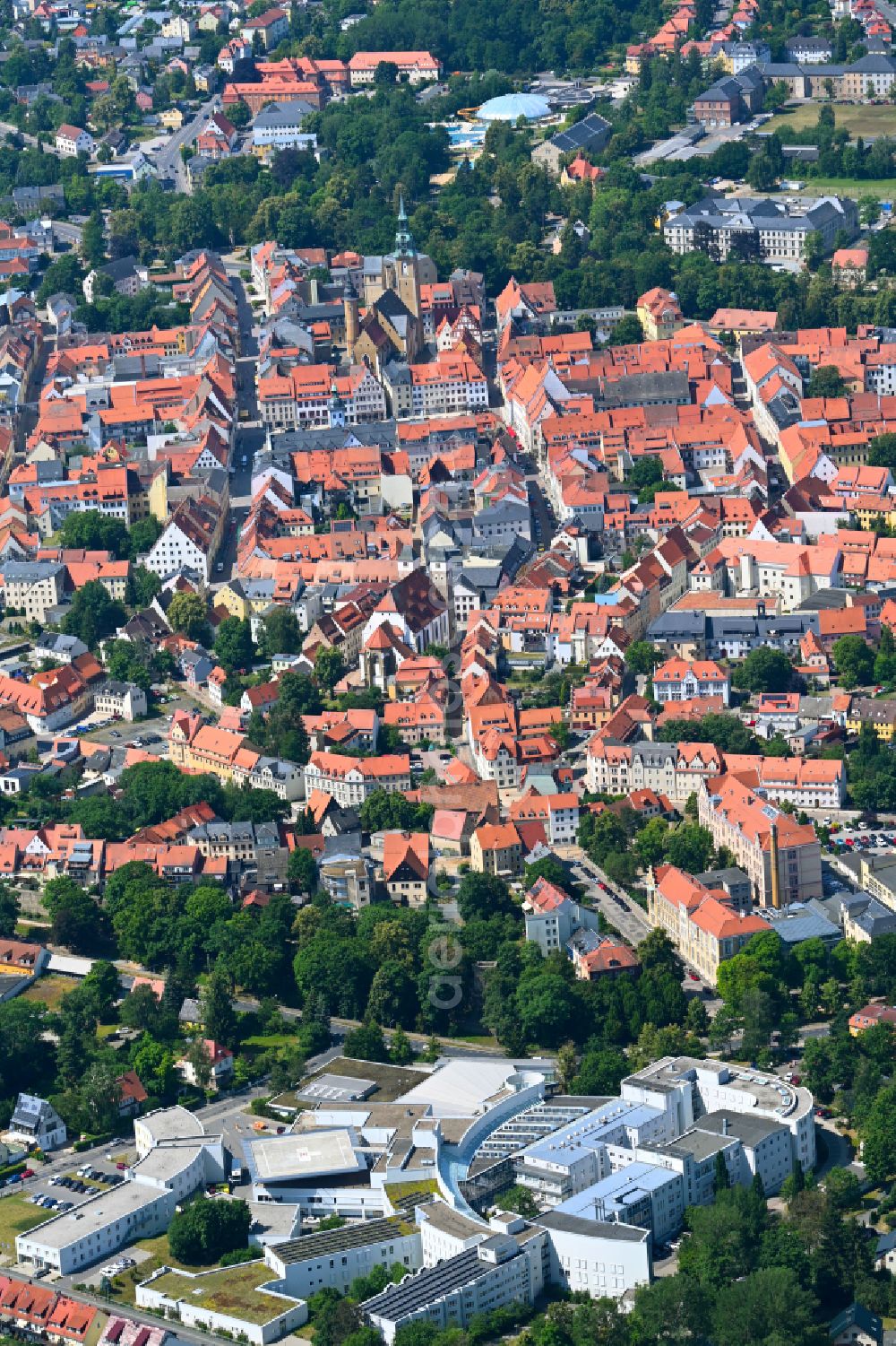 Aerial photograph Freiberg - Hospital grounds of the Clinic Kreiskrankenhaus Freiberg gGmbH in Freiberg in the state Saxony, Germany