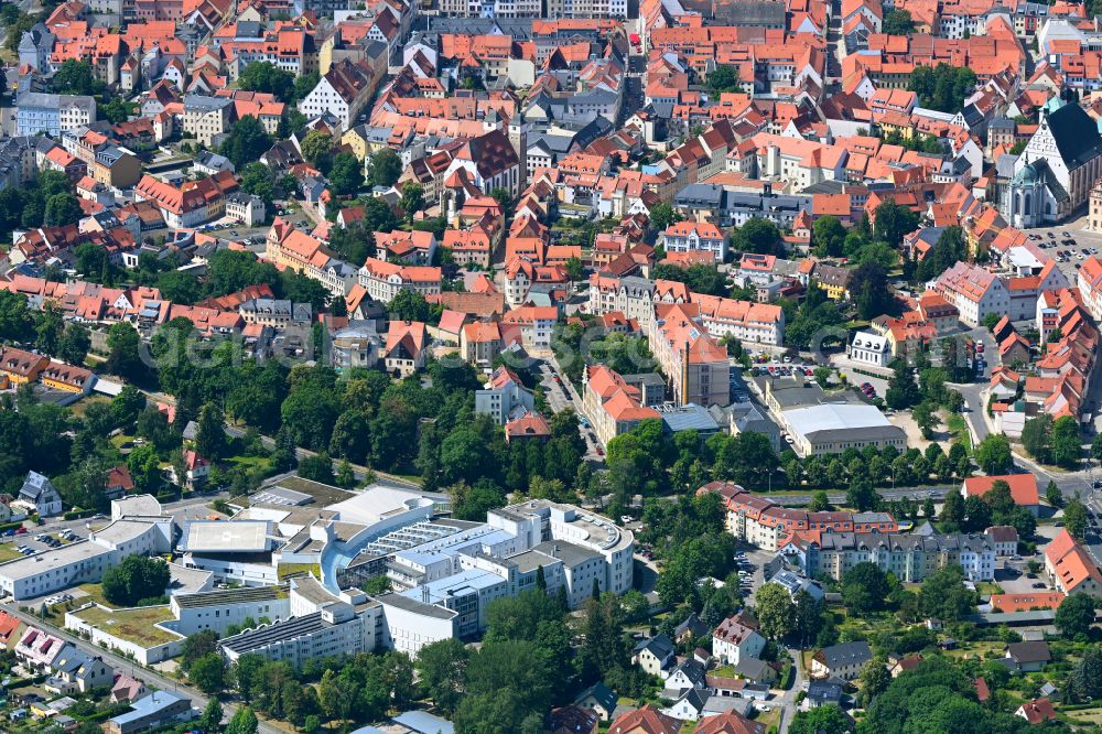 Freiberg from the bird's eye view: Hospital grounds of the Clinic Kreiskrankenhaus Freiberg gGmbH in Freiberg in the state Saxony, Germany