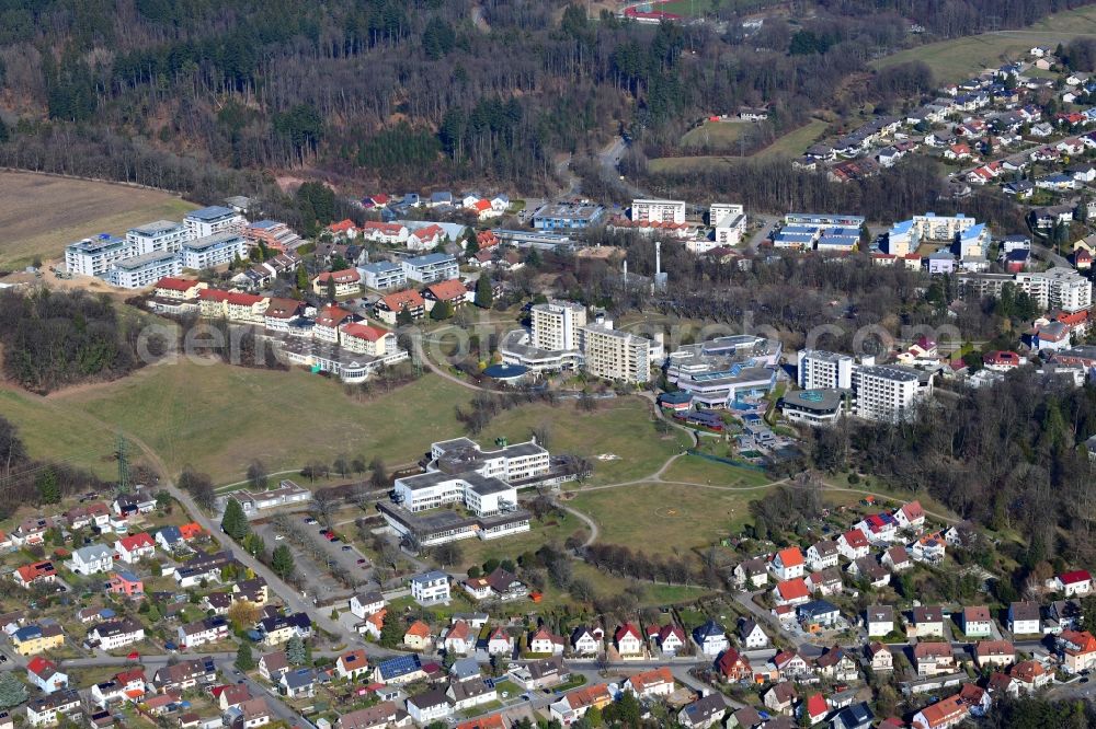 Aerial photograph Bad Säckingen - Spa area with hospital grounds and clinic in Bad Saeckingen in the state Baden-Wurttemberg