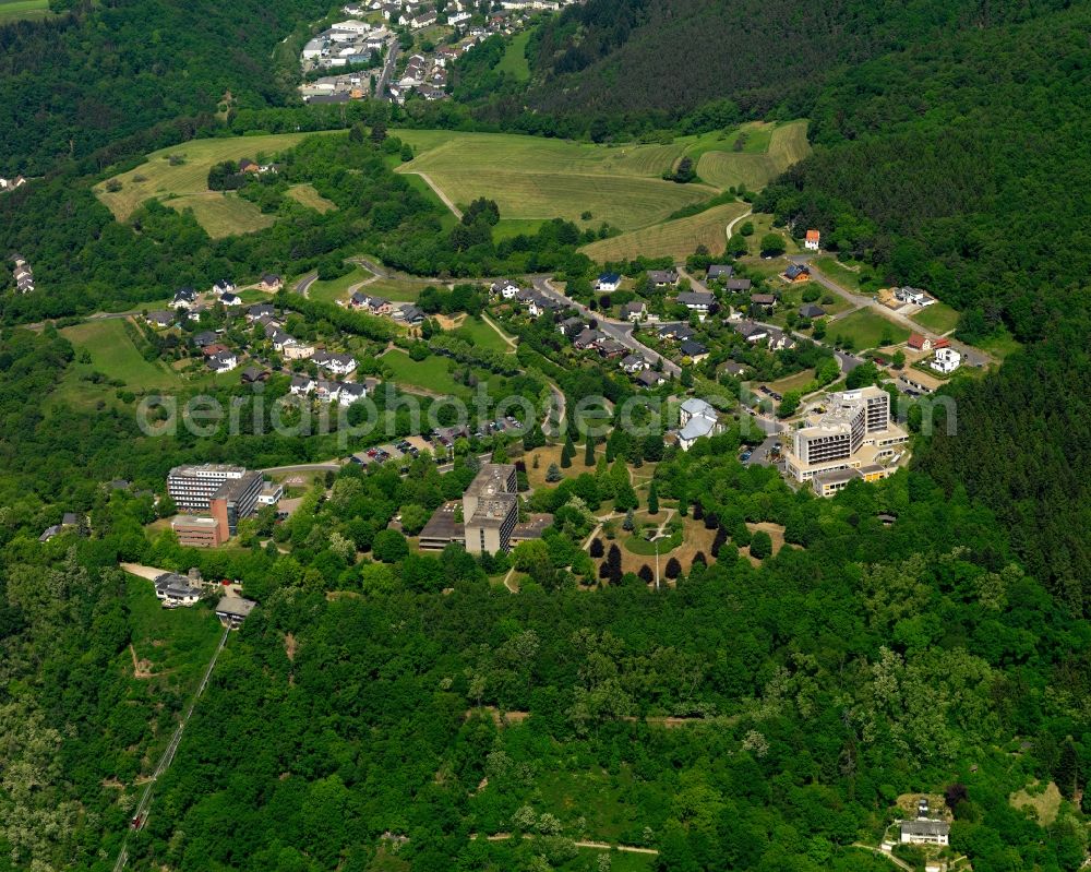 Bad Ems from the bird's eye view: Clinic of the hospital grounds Lahntalklink in Bad Ems in the state Rhineland-Palatinate