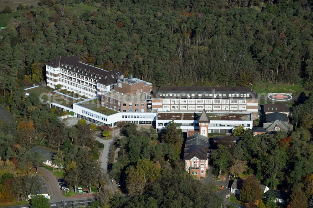 Aerial image Lostau - Hospital grounds of the Clinic Lungenklinik on Lindenstrasse in Lostau in the state Saxony-Anhalt, Germany