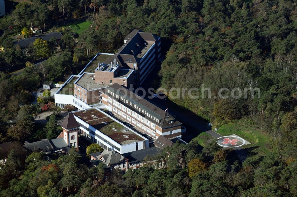 Aerial image Lostau - Hospital grounds of the Clinic Lungenklinik on Lindenstrasse in Lostau in the state Saxony-Anhalt, Germany