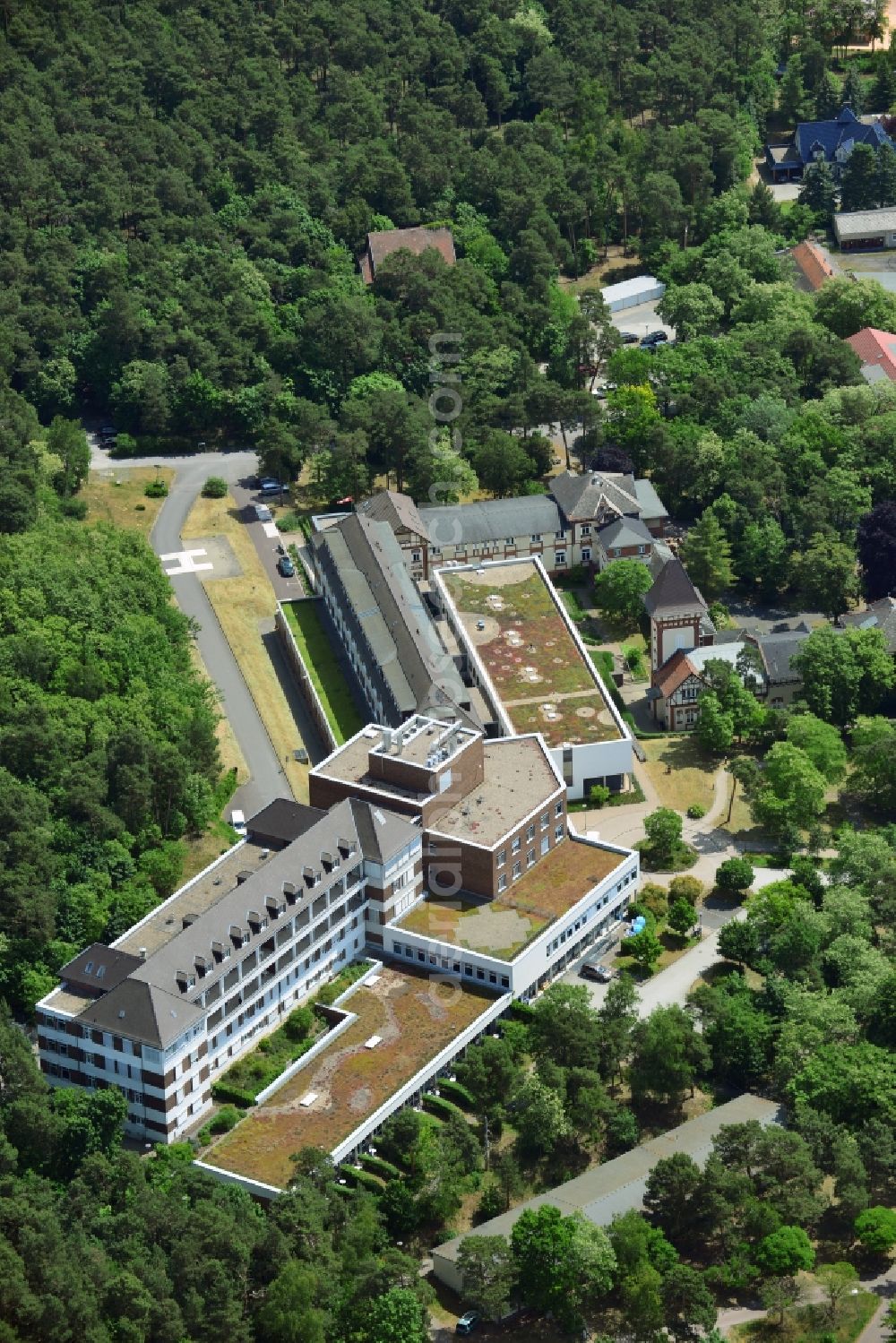 Lostau from above - Clinic of the hospital grounds Lung Clinic of Pfeiffer's foundations in Lostau in the state Saxony-Anhalt