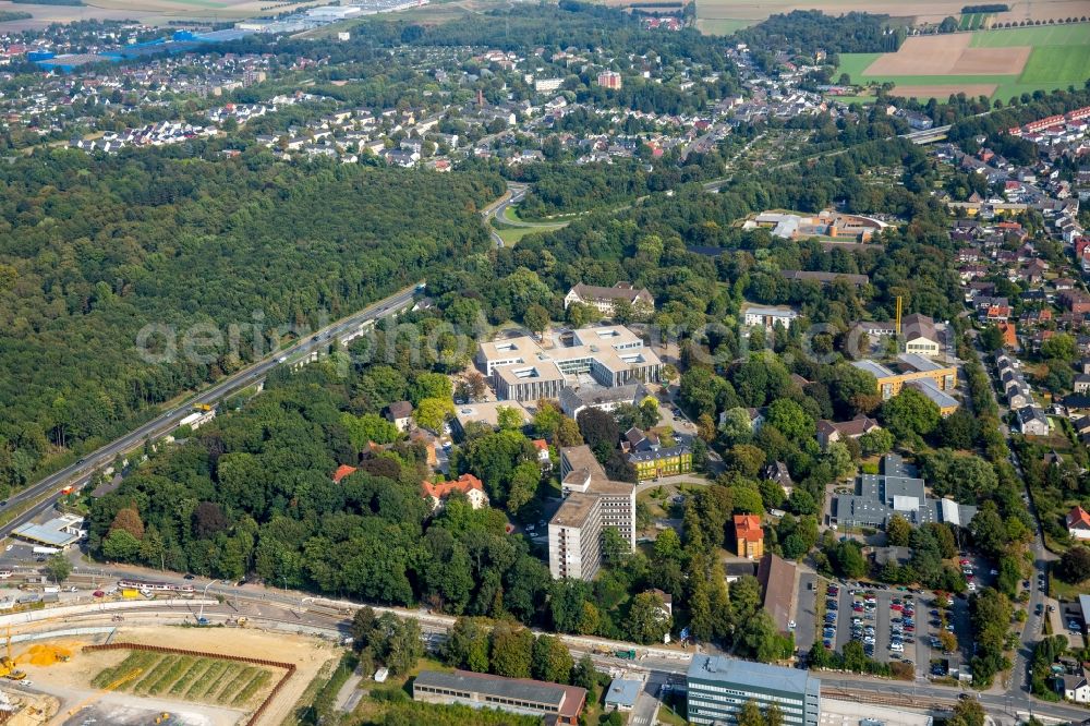 Aerial image Dortmund - Hospital grounds of the Clinic LWL - clinic and psychosomatic emergency ambulance near Westfalendamm in Dortmund in the state North Rhine-Westphalia