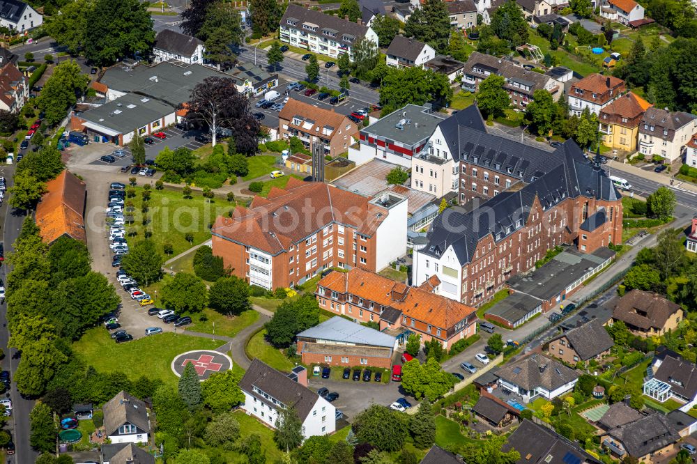 Aerial image Werl - Hospital grounds of the Clinic Mariannen-Hospital Werl gGmbH in Werl at Ruhrgebiet in the state North Rhine-Westphalia, Germany