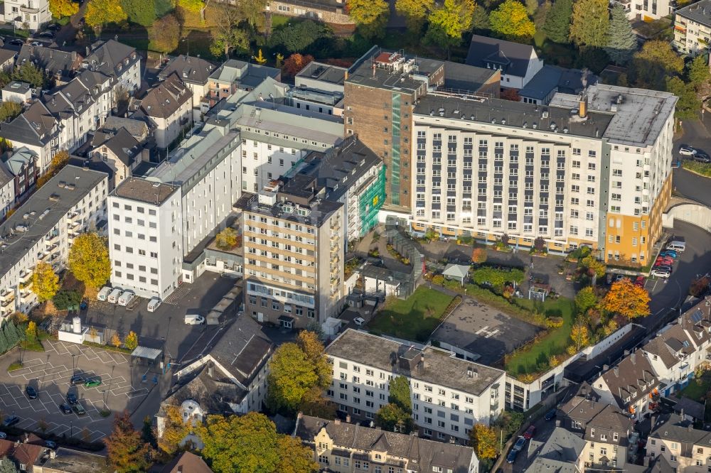 Aerial image Siegen - Hospital grounds of the Clinic St. Marien-Krankenhaus on the Kampenstrasse in Siegen on Siegerland in the state North Rhine-Westphalia, Germany