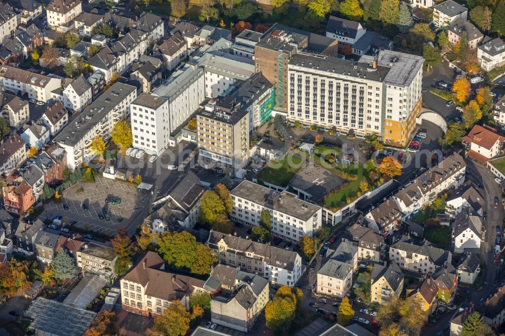 Siegen from above - Hospital grounds of the Clinic St. Marien-Krankenhaus on the Kampenstrasse in Siegen on Siegerland in the state North Rhine-Westphalia, Germany