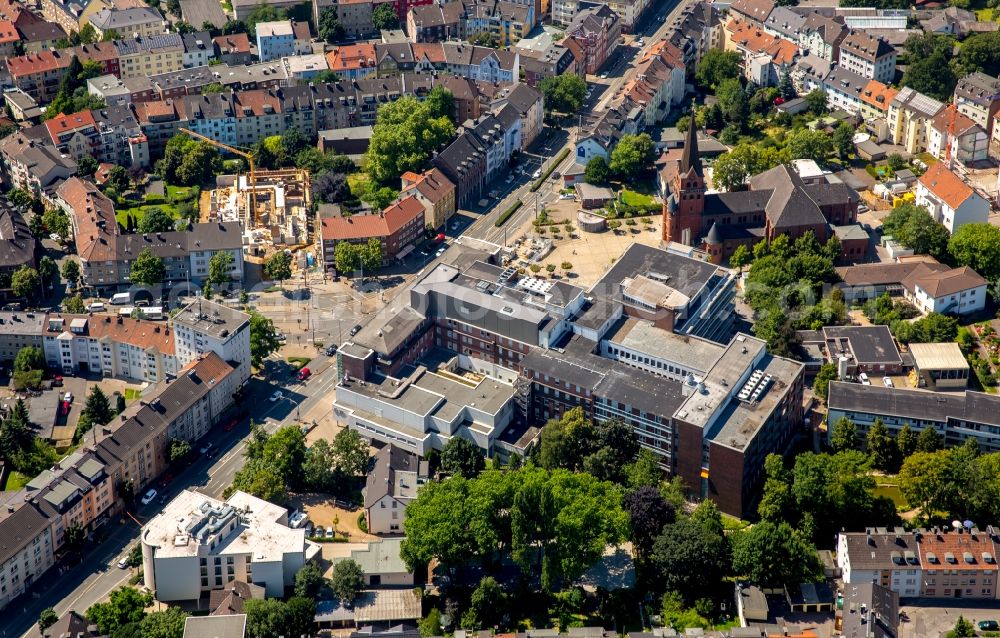 Witten from above - Clinic of the hospital grounds Marien-Hospital, Marienkirche church and residential buildings in Witten in the state of North Rhine-Westphalia