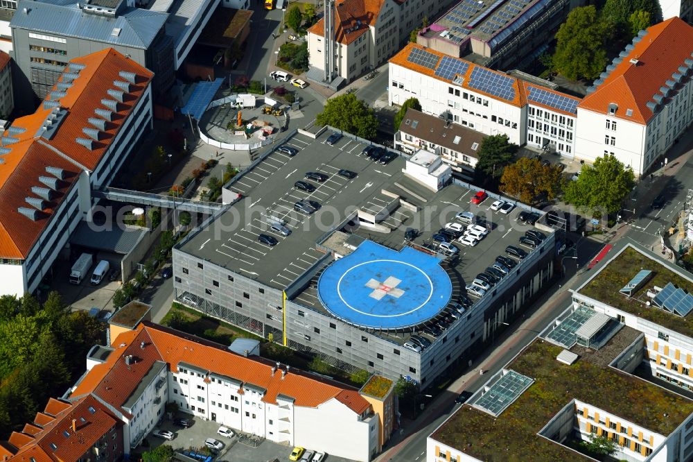 Aerial image Osnabrück - Hospital grounds of the Clinic Marienhospital in Osnabrueck in the state Lower Saxony, Germany