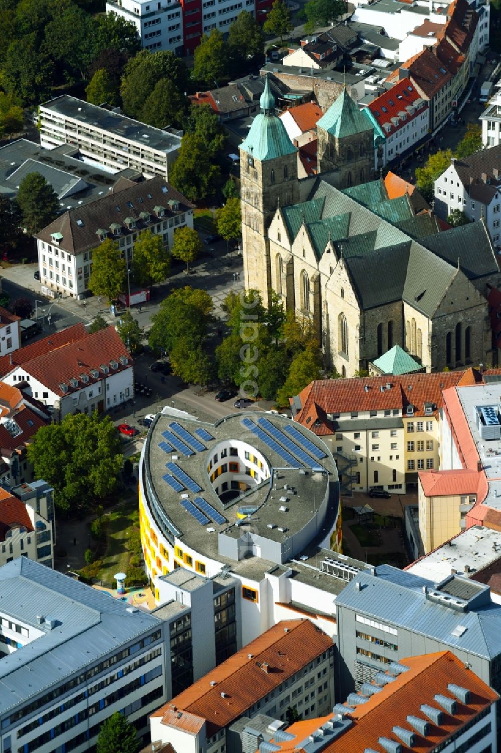 Osnabrück from the bird's eye view: Hospital grounds of the Clinic Marienhospital in Osnabrueck in the state Lower Saxony, Germany