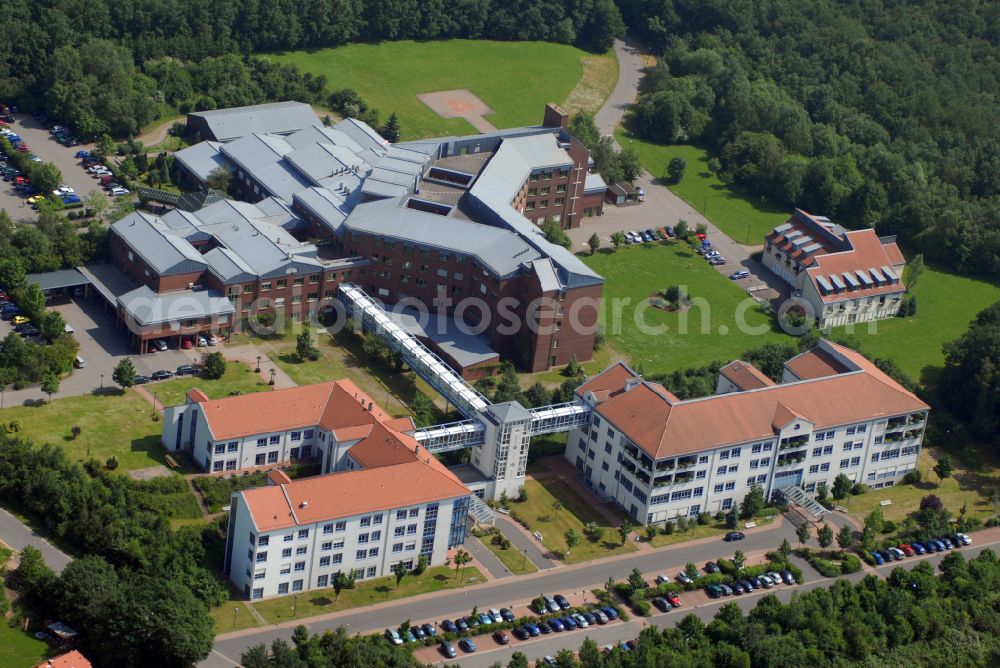 Sankt Wendel from above - Hospital grounds of the Clinic Marienkrankenhaus on street Am Hirschberg in the district Oberlinxweiler in Sankt Wendel in the state Saarland, Germany