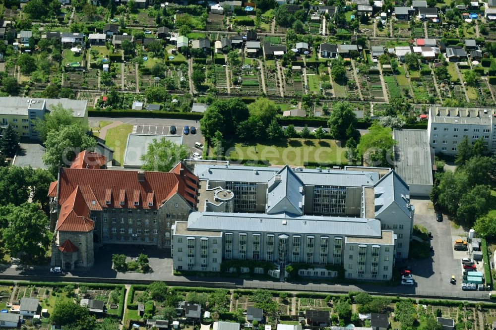 Magdeburg from above - Hospital grounds of the Clinic St. Marienstift Magdeburg GmbH in Magdeburg in the state Saxony-Anhalt, Germany